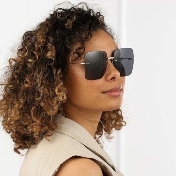 NEW GUCCI GG1147S 001 Gold Dark Gray Rimless Metal Butterfly Oversized Women main image 10